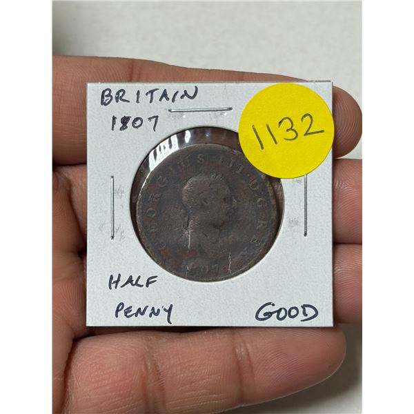 Great Britain. 1807 Half Penny. George III. Good.