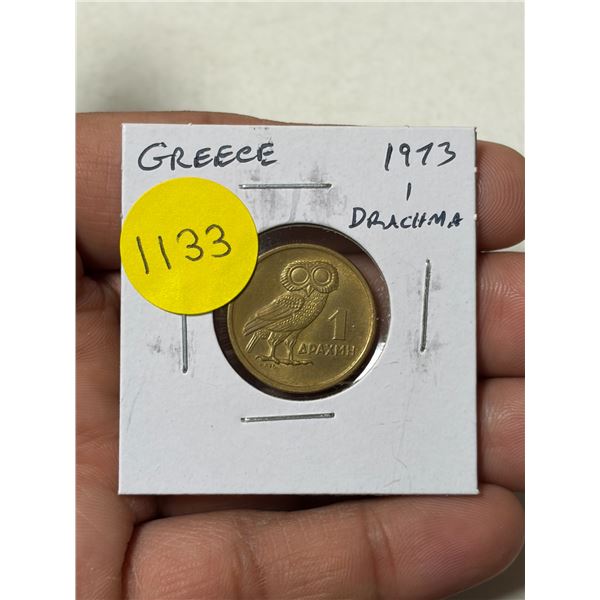 Greece. 1973 1 Drachma. Owl. Uncirculated.