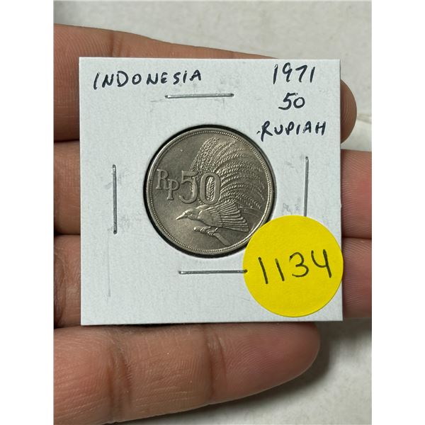 Indonesia. 1971 50 Rupiah. Bird of Paradise. Uncirculated.