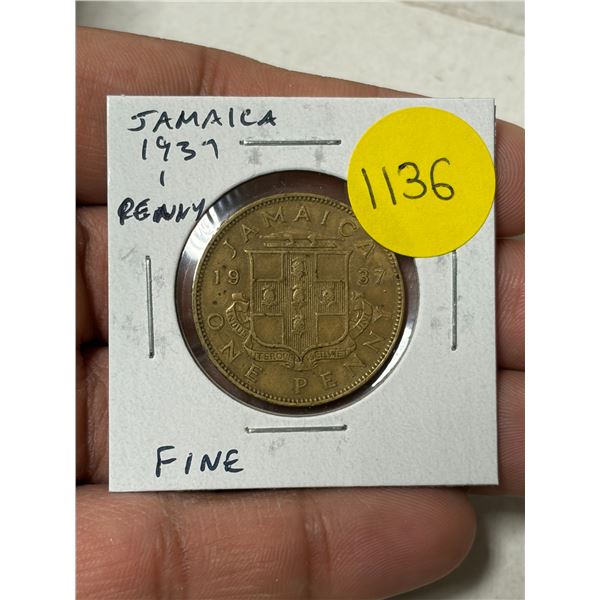 Jamaica. 1937 1 Penny. First issue of King George VI. Fine.