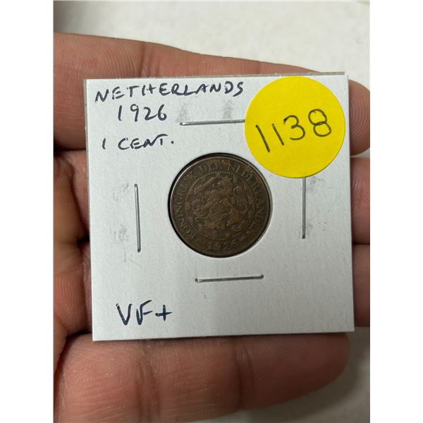 Netherlands. 1926 1 Cent. VF+.