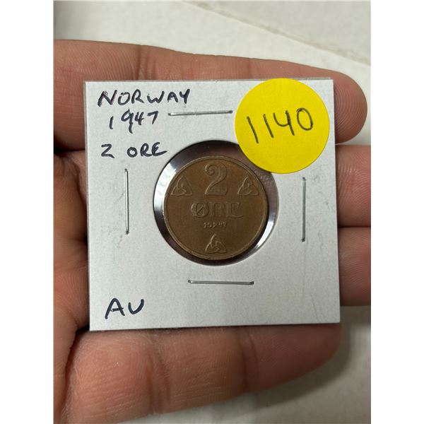 Norway. 1947 2 Ore. AU.