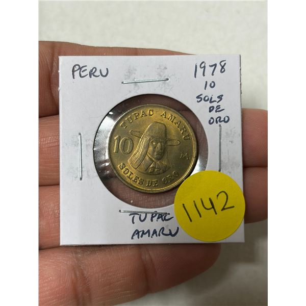Peru. 1978 10 Sols de Oro (Gold). Tupac Amaru. Uncirculated.