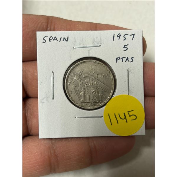 Spain. 1957 5 Pesetas. General Franco. EF.
