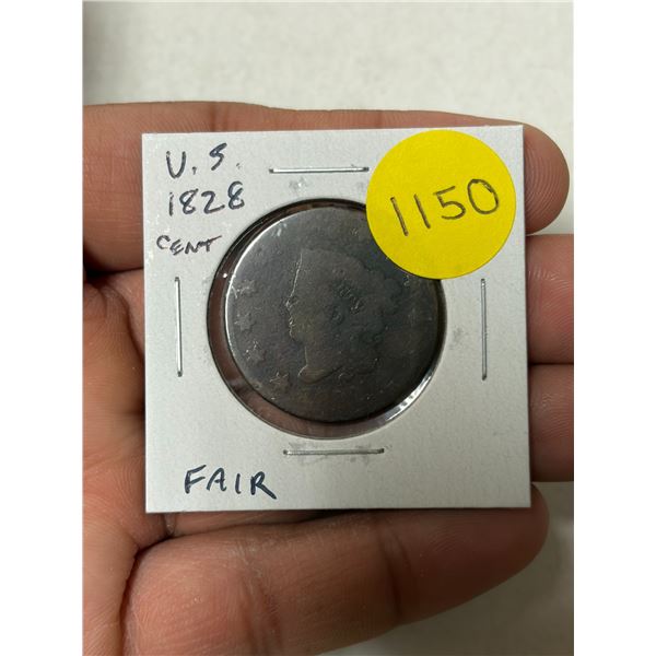 U.S. 1828 Liberty Head Large Cent. Fair-2.