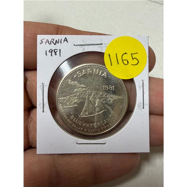 1981 Sarnia Ontario Trade Dollar. Uncirculated.