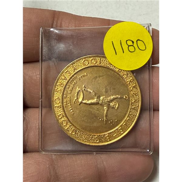 Barkerville BC medal. Billie Barker discovers gold in 1862. BU.