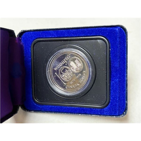 1974 Winnipeg Centennial Nickel Dollar. Housed in its original RCM case.