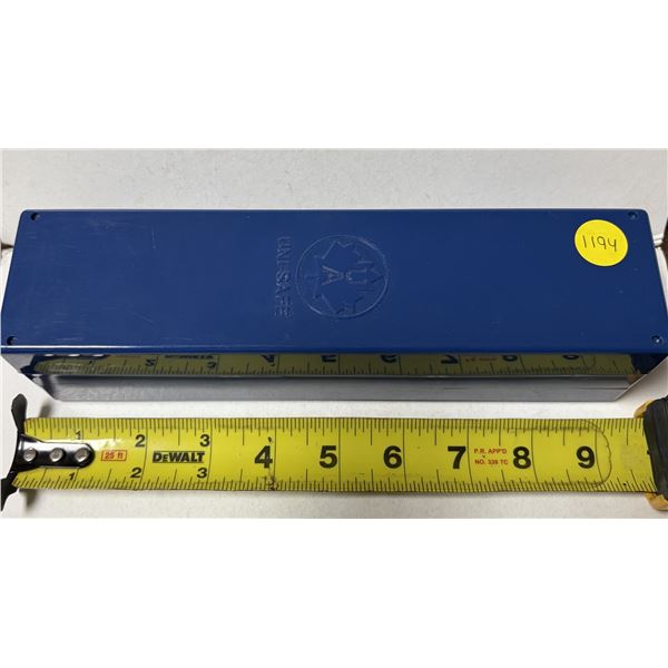 Empty Uni-Safe plastic box for housing 2X2s. Lightly Used.