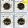 Image 1 : Set of 4 Specimen Loonies 1991 – 1994.