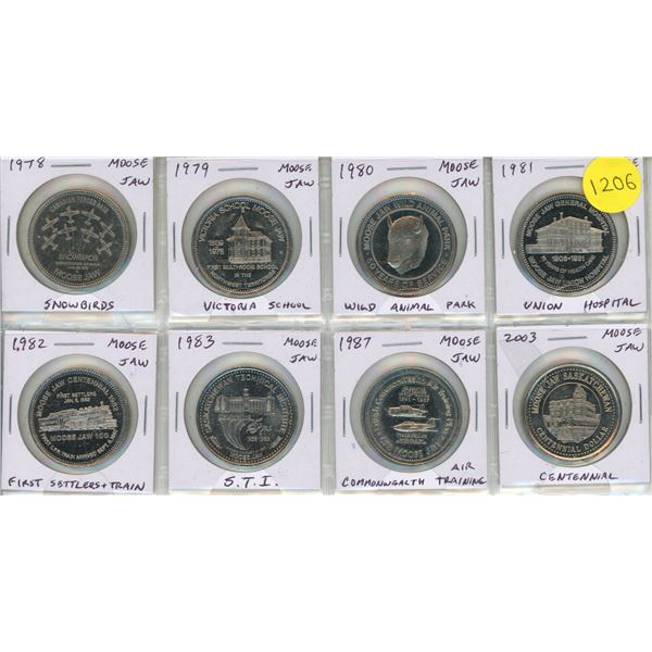 Set of 8 Moose Jaw Trade Dollars including Snowbirds.