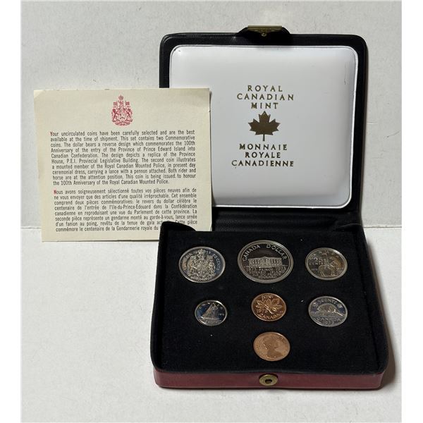 1973 7-coin Nickel Custom set with 2 Small Cents. The 25 Cents commemorates the 100th Anniversary of