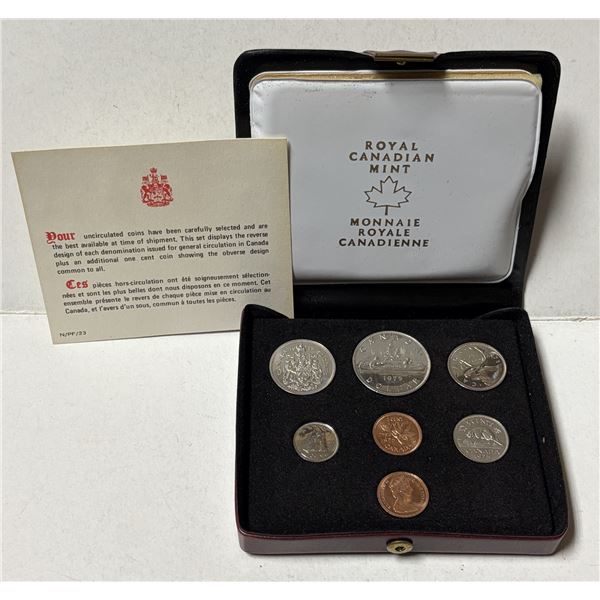 1975 7-coin Nickel Custom set with 2 Small Cents. Housed in its original RCM case.
