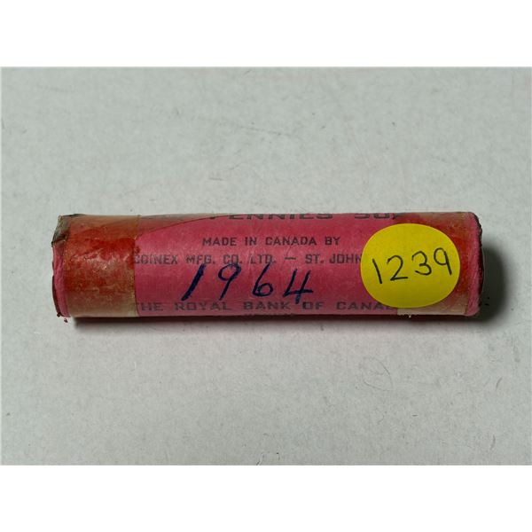Complete roll of 50 1964 Canadian Small Cents.