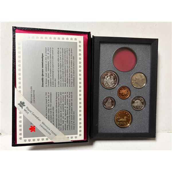 1992 Double Dollar Proof Set. Missing the Silver Dollar. Housed in its original RCM case.