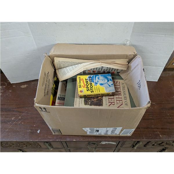 Box of vintage books with some vintage magazines