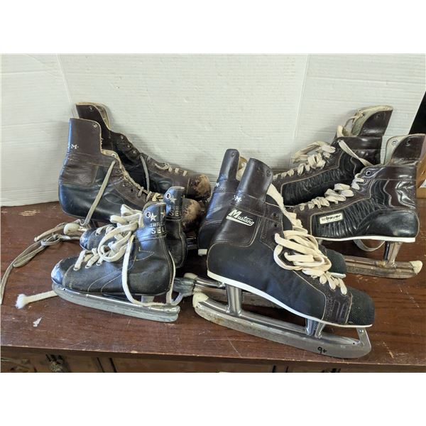 4 pairs vintage skates, mixed sizes