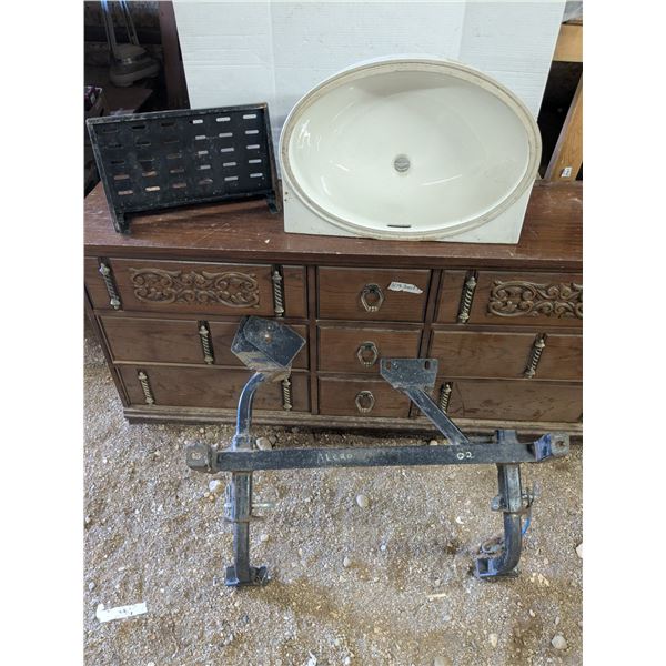 Oval sink 24x16", steel step/shelf, and large steel framing