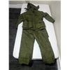 Image 1 : Olive Green "Army Surplus" Winter coat(size 6740) and Overall pants(size 7334)