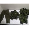 Image 1 : 2 Woodland Digital Camo fleece sweaters(size 6736), with lightweight camo sleeping bag, and olive gr