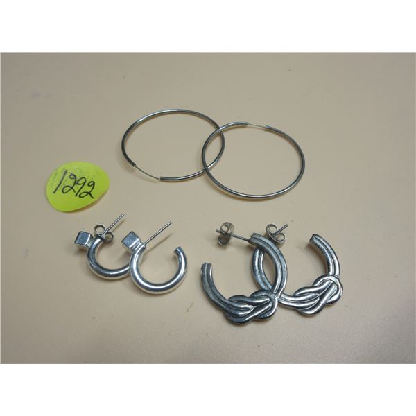 3 pairs of non-magnetic silver earrings- cannot verify the authenticity