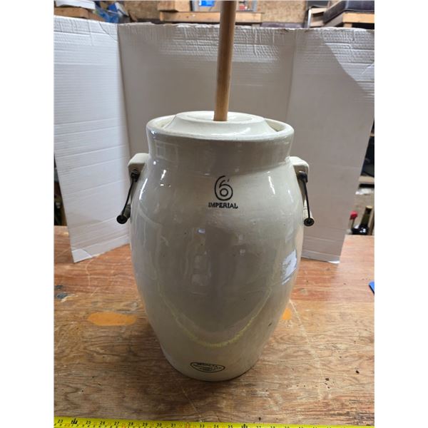 #6 butter churn- has small crack