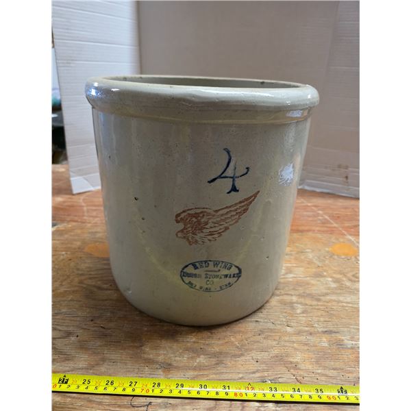 # 4 redwing crock- some dents- no cracks