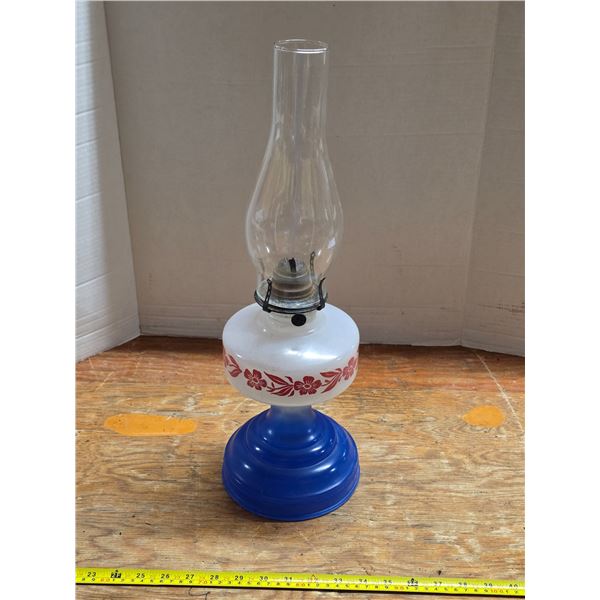 Blue base oil lamp- with chimney