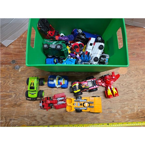 Bin full of various kids toys