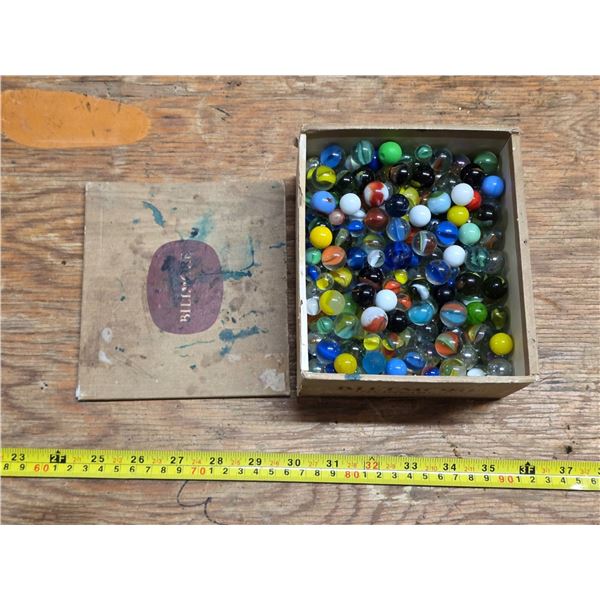 Box full of various marbles