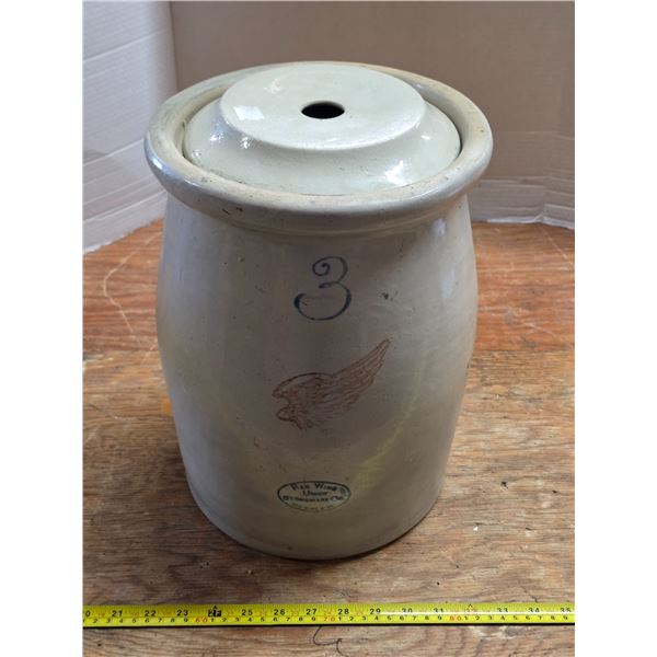 # 3 redwing butter churn crock with lid