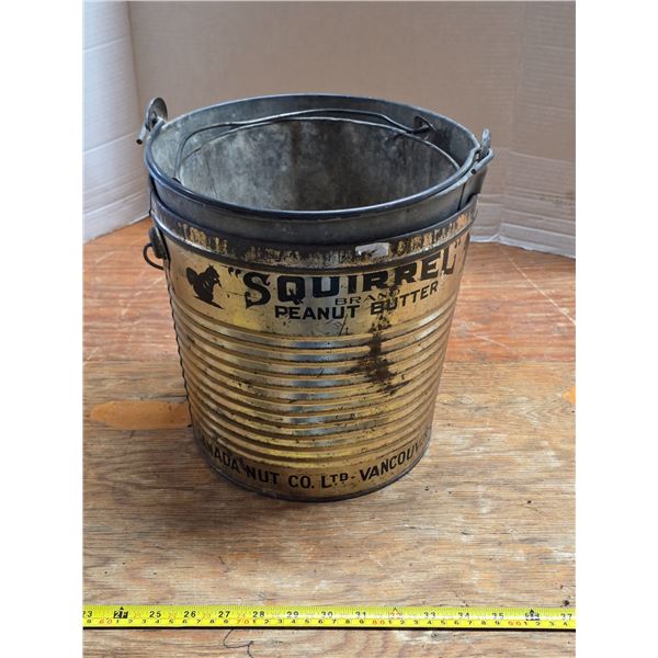 Squirrel peanut butter pail and other pails