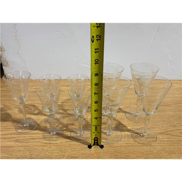 1952 Brandy Wine Glasses Wheat Pattern (Fine China) (Three Glass Have Chip)