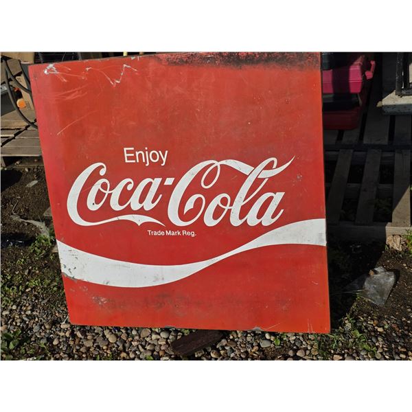 Metal coca cola sign- 44" by 45"