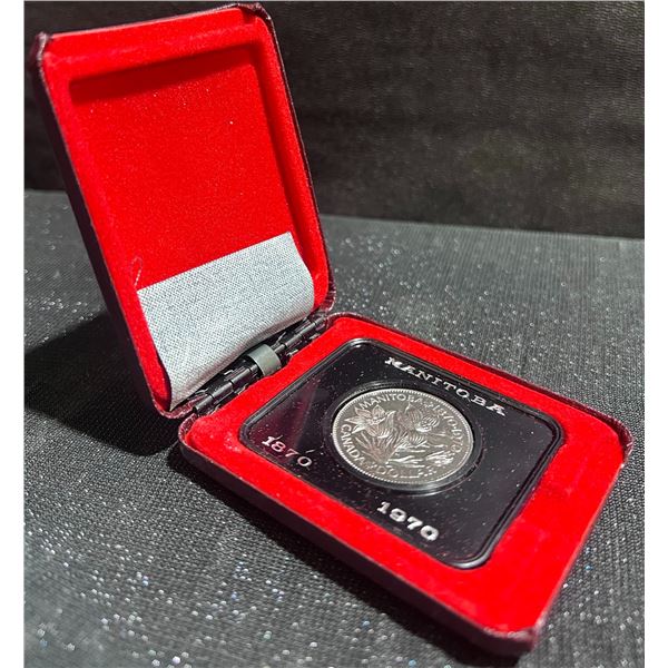 1970 Manitoba Centennial Silver Dollar Coin in Case