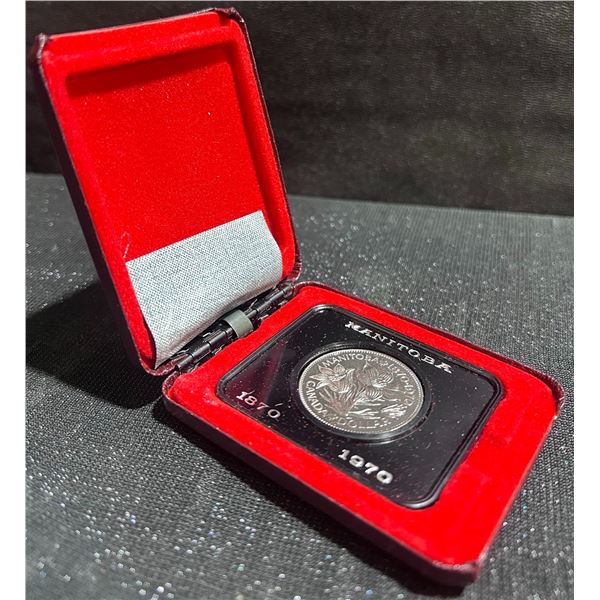 1970 Canada Manitoba Centennial Silver Dollar Coin in Case