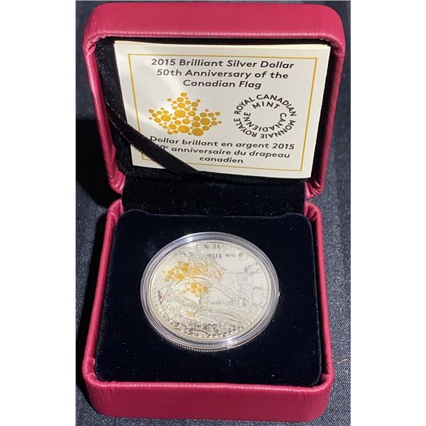2015 Silver Dollar 50th Anniversary Canadian Flag in Case