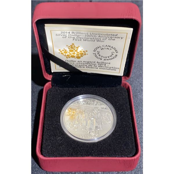 2014 Canadian Silver Dollar WWI 100th Anniversary Coin