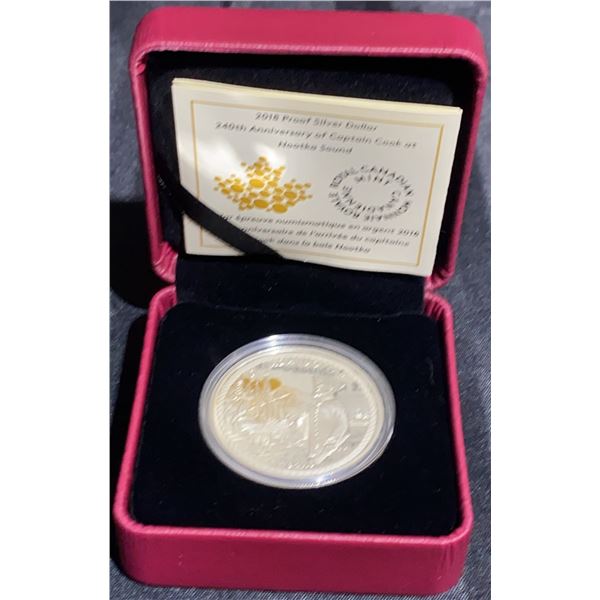 2018 Royal Canadian Mint Silver Dollar, Captain Cook at Nootka Sound