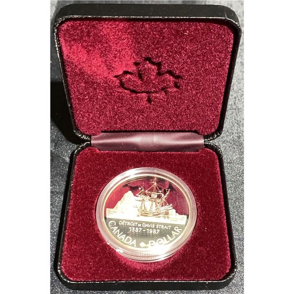 1987 Royal Canadian Mint Silver Dollar, Davis Strait Exploration