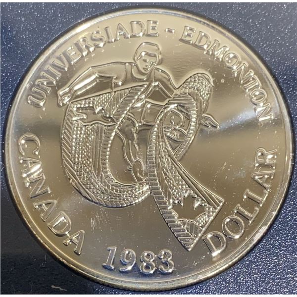 1983 Edmonton Universiade Canada Silver Dollar Coin