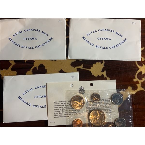 1971 Canadian Mint Uncirculated Coin Sets, Lot of 3