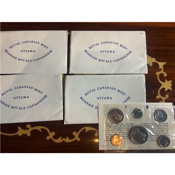 Four 1971 Royal Canadian Mint Uncirculated Coin Sets
