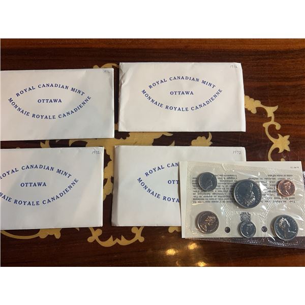 1972 Royal Canadian Mint Uncirculated Coin Sets, 4 Sets