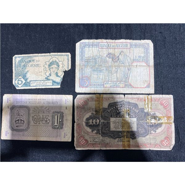 World Banknote Lot: Algeria, British Military, Russian Notes 1940s