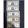 Image 1 : 1957 and 1963 US Silver Certificates, Red Seal $2s, and 1963 $5 Note Lot