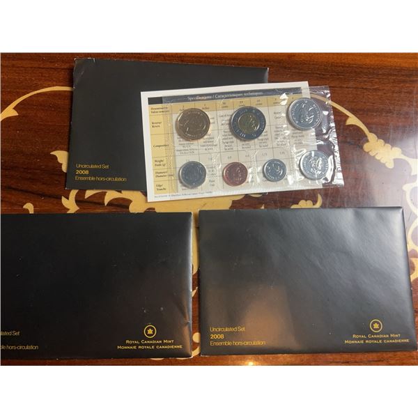 Royal Canadian Mint 2008 Uncirculated Coin Sets (3 Sets)