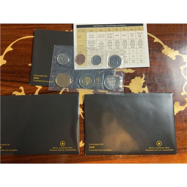 2008 Royal Canadian Mint Uncirculated Coin Sets (3 Sets)