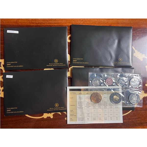 4 Royal Canadian Mint 2007 Uncirculated Coin Sets