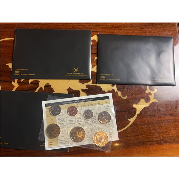 2007 Royal Canadian Mint Uncirculated Coin Sets (3 Sets)